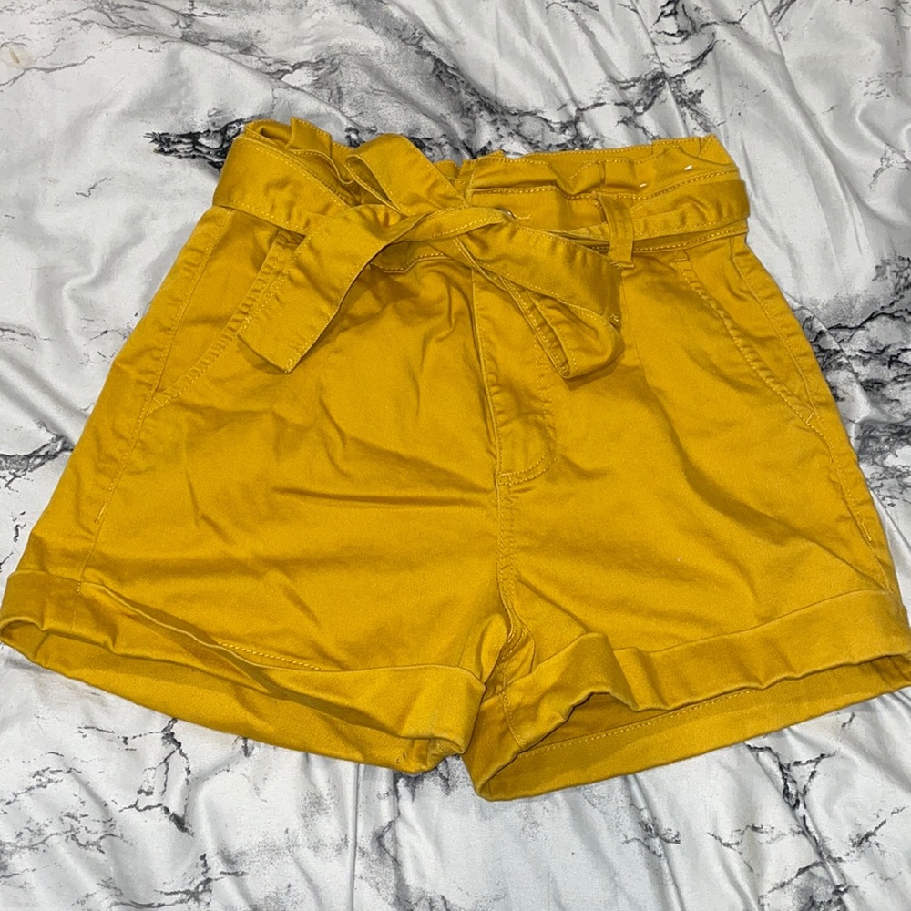 Express Mustard Paperbag Shorts